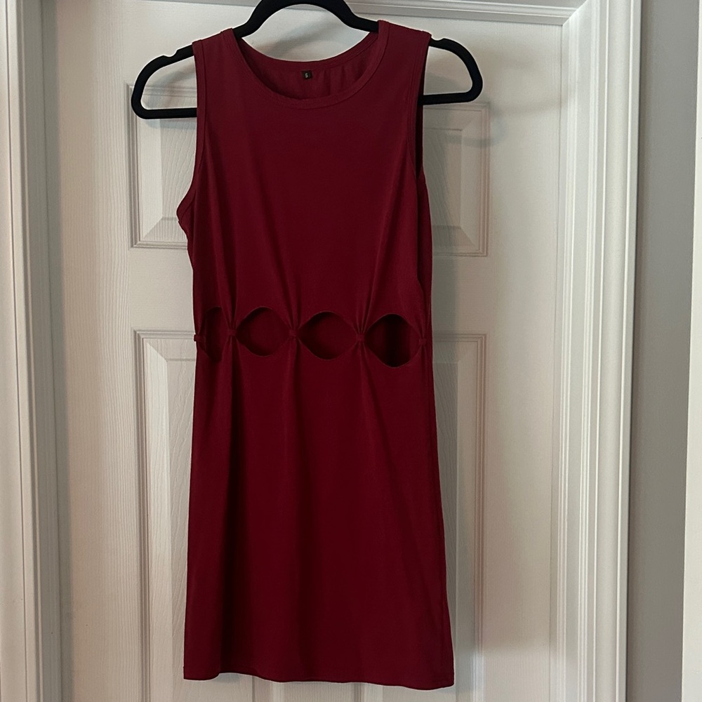 Amazon Burgundy Cut-Out Mini Dress